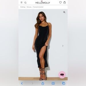 Hello Molly Black Halter Slip Dress with Slit